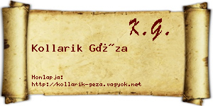Kollarik Géza névjegykártya