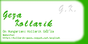 geza kollarik business card